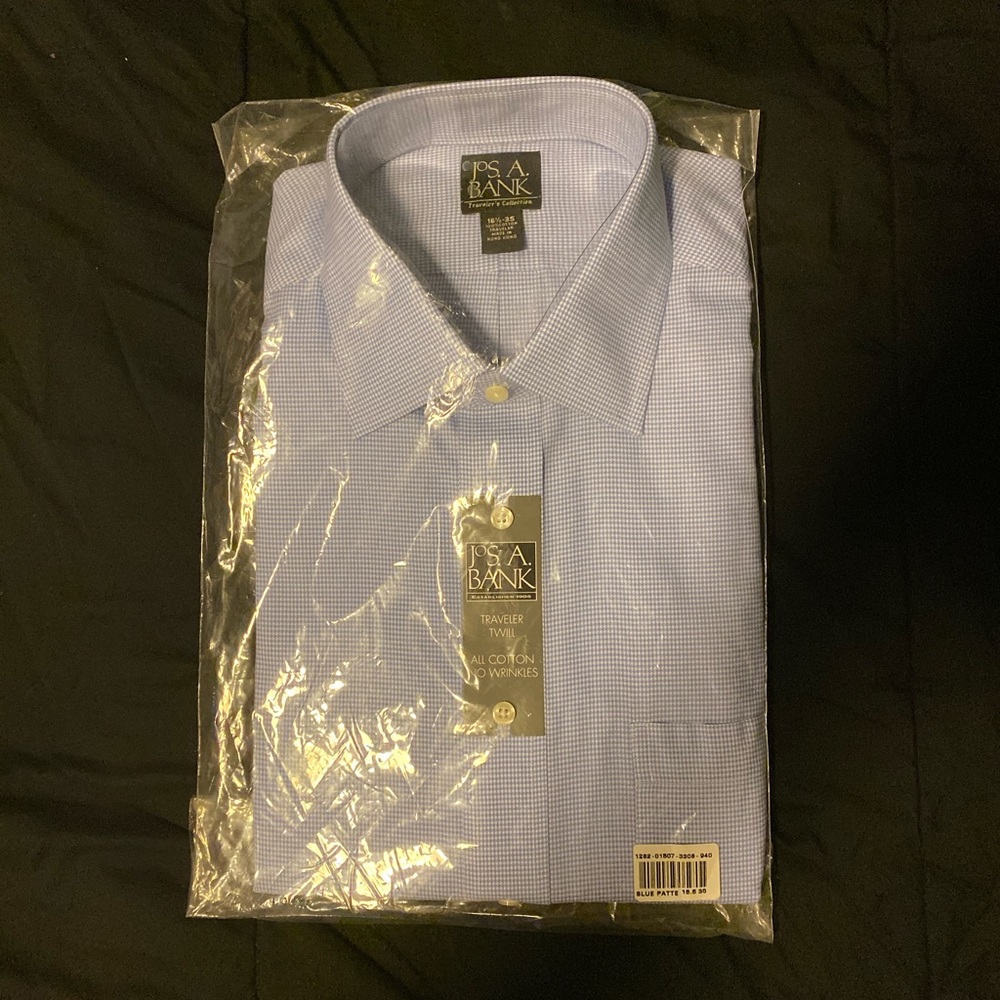Jos. A. Bank Blue Check Traveler Twill Dress Shirt